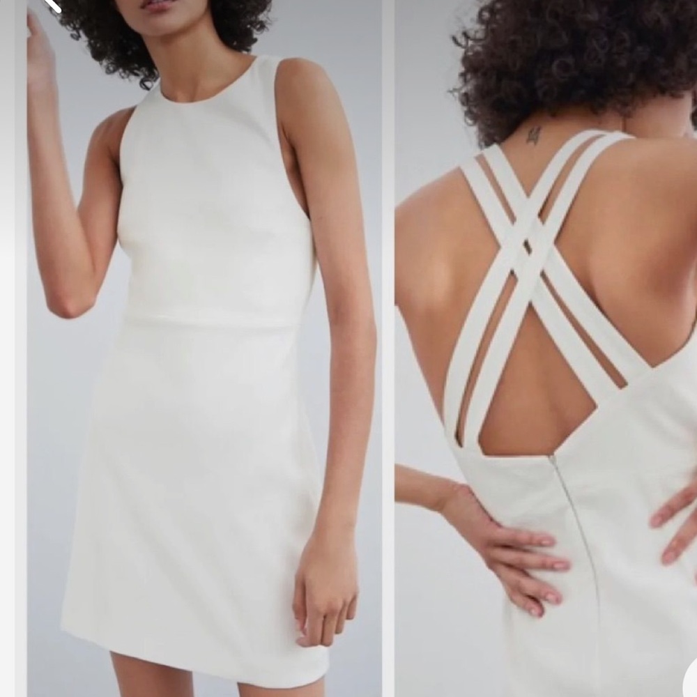 Zara Cream Crisscross Strappy Back Mini Dress